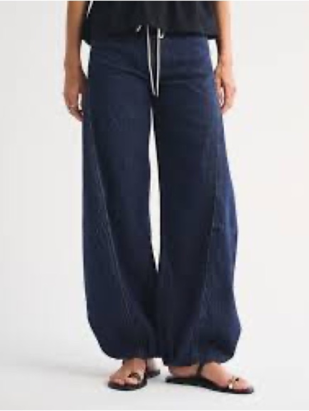 Abercrombie & Fitch Navy Wide-Leg Drawstring Jeans